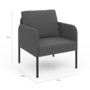 Voir la diapositive 5 : ID MARKET Fauteuil AUGUSTE tissu gris anthracite pieds métal noir