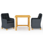 VIDAXL Ensemble a manger de jardin 3 pcs Gris fonce