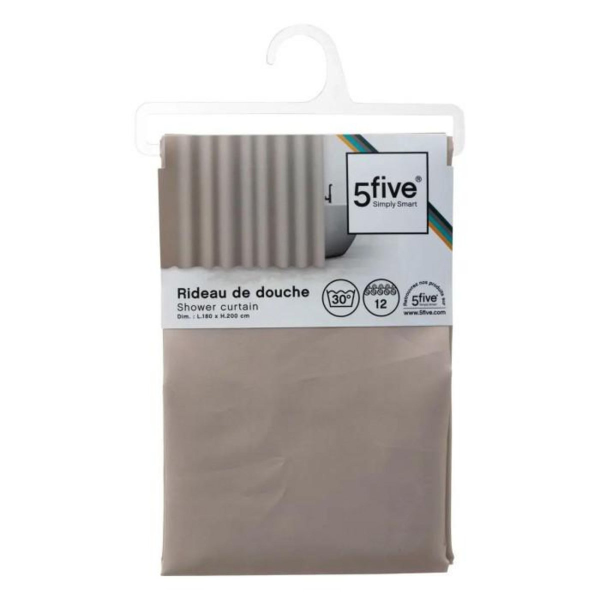 FIVE Rideau de Douche  Classique  180x200cm Naturel