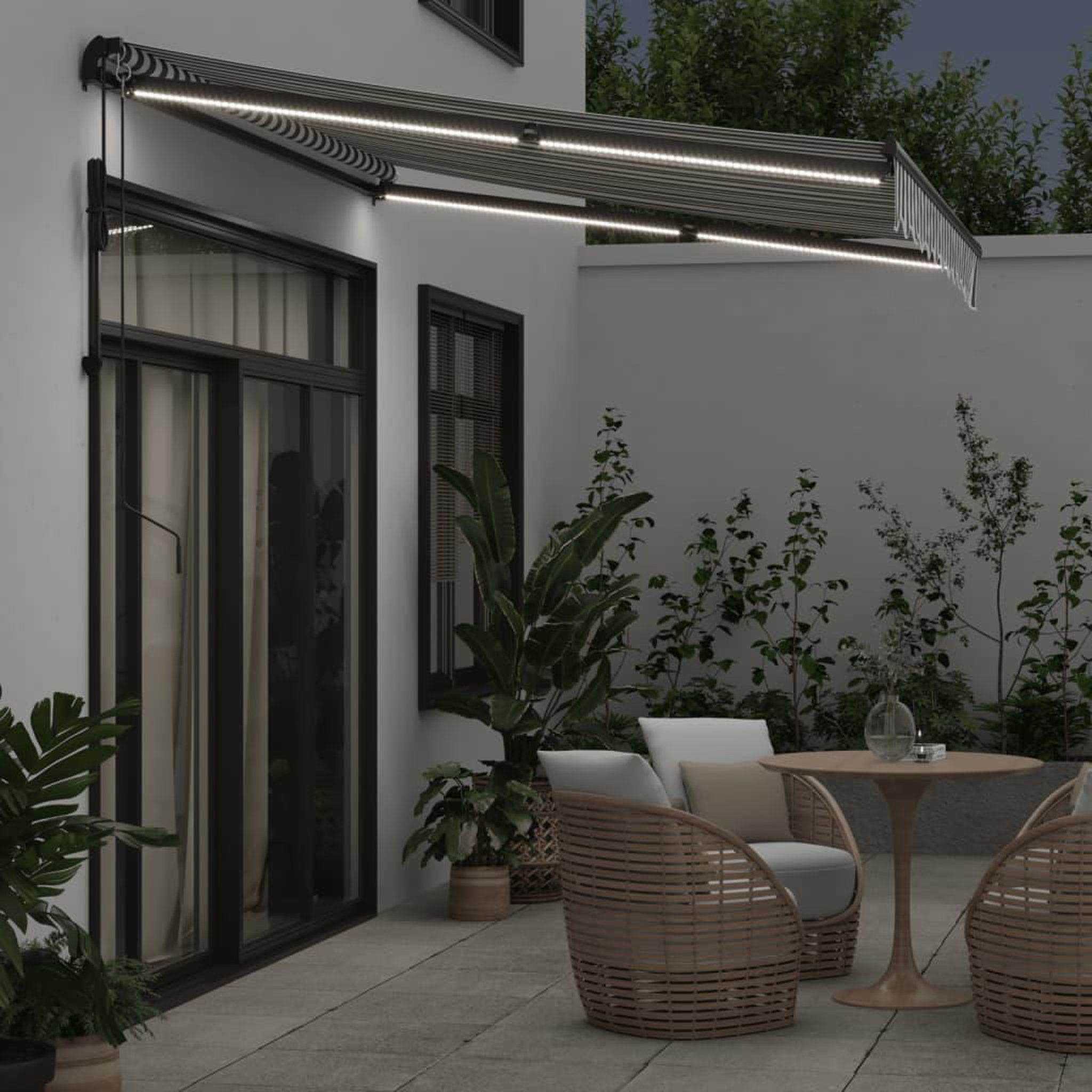 Voir la diapositive 3 : VIDAXL Auvent retractable automatique avec LED anthracite et blanc