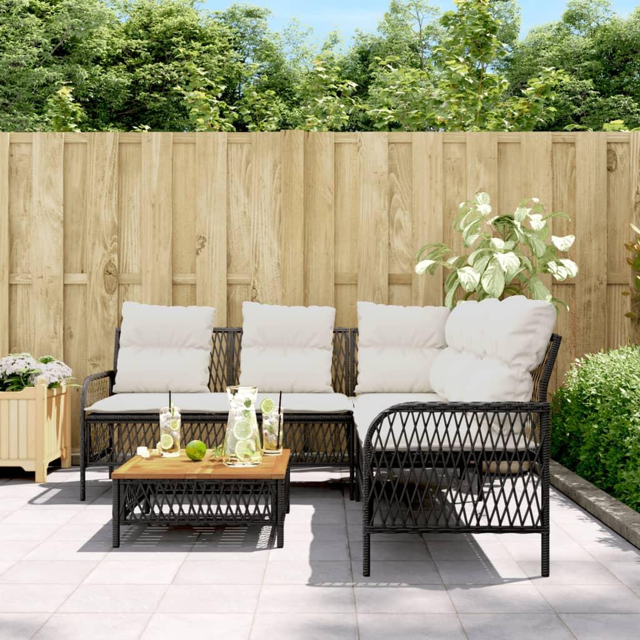 Voir la diapositive 3 : VIDAXL Canapes de jardin 2 pcs avec coussins Noir Resine tressee