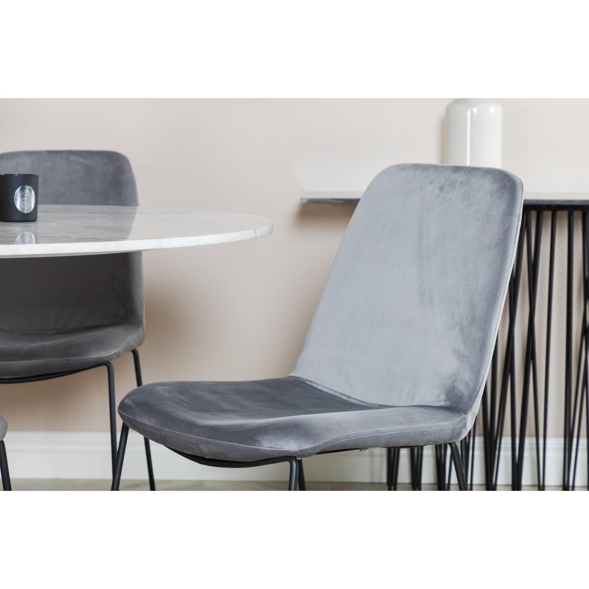 Voir la diapositive 5 : Paris Prix Ensemble table à manger & 4 chaises  estelle & muce  106cm blanc & gris