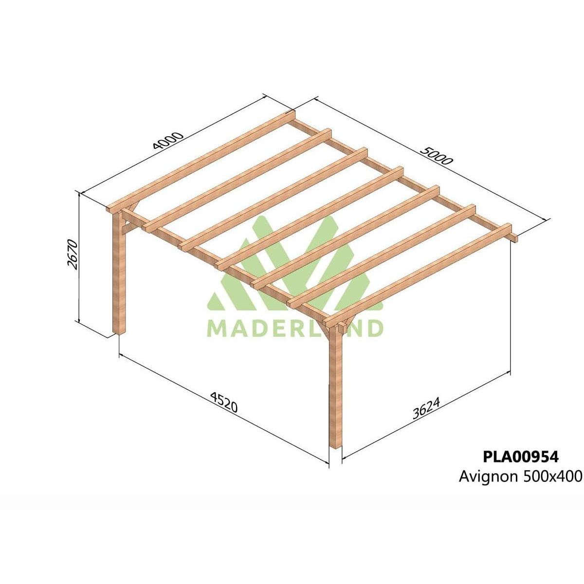 JARDIDECO Pergola adossée en lamellé-collée Avignon 500 x 400 cm - Mardeland