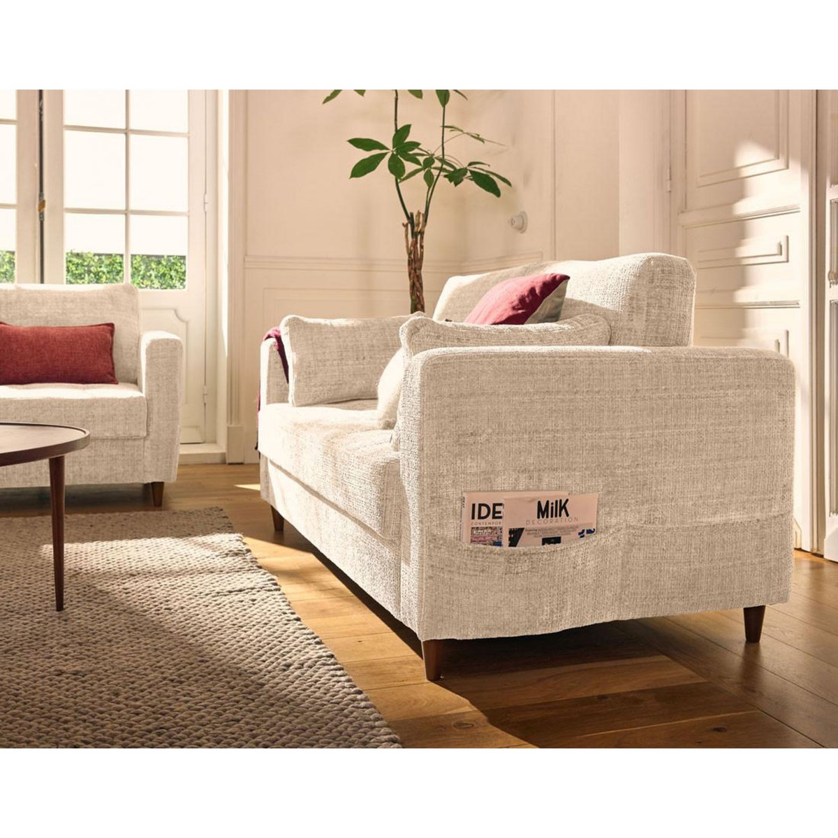 LISA DESIGN Anna - canapé droit 2 places avec poche en velours texturé