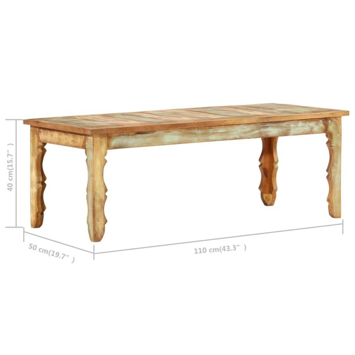 VIDAXL Table basse 110x50x40 cm Bois de recuperation solide