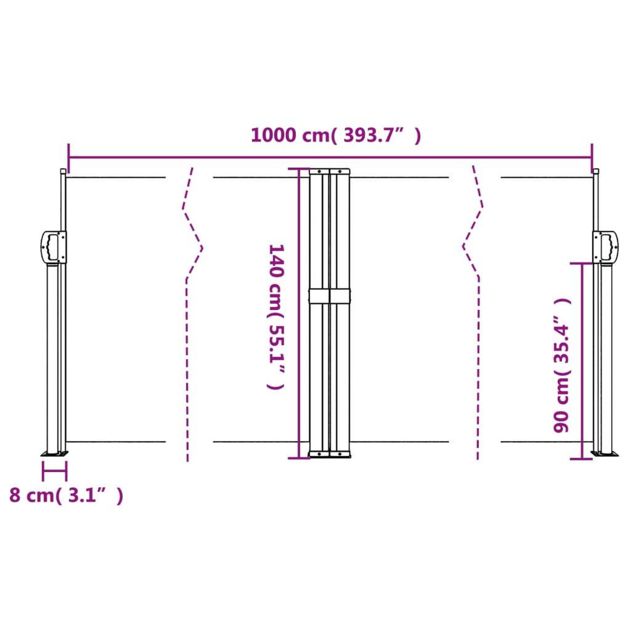 Voir la diapositive 6 : VIDAXL Auvent lateral retractable creme 140x1000 cm