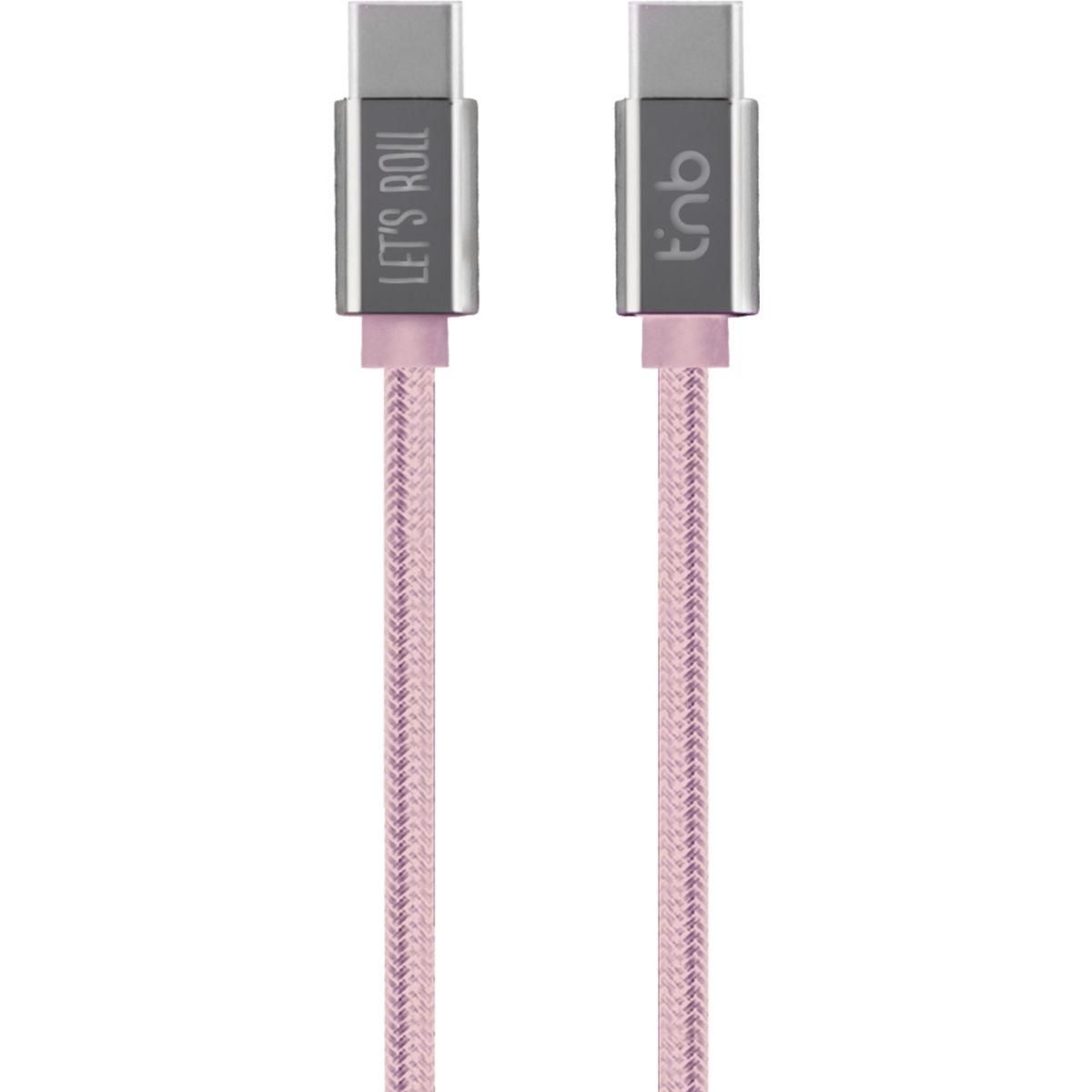 TNB Câble USB USB-C/USB-C 1.5m nylon rose