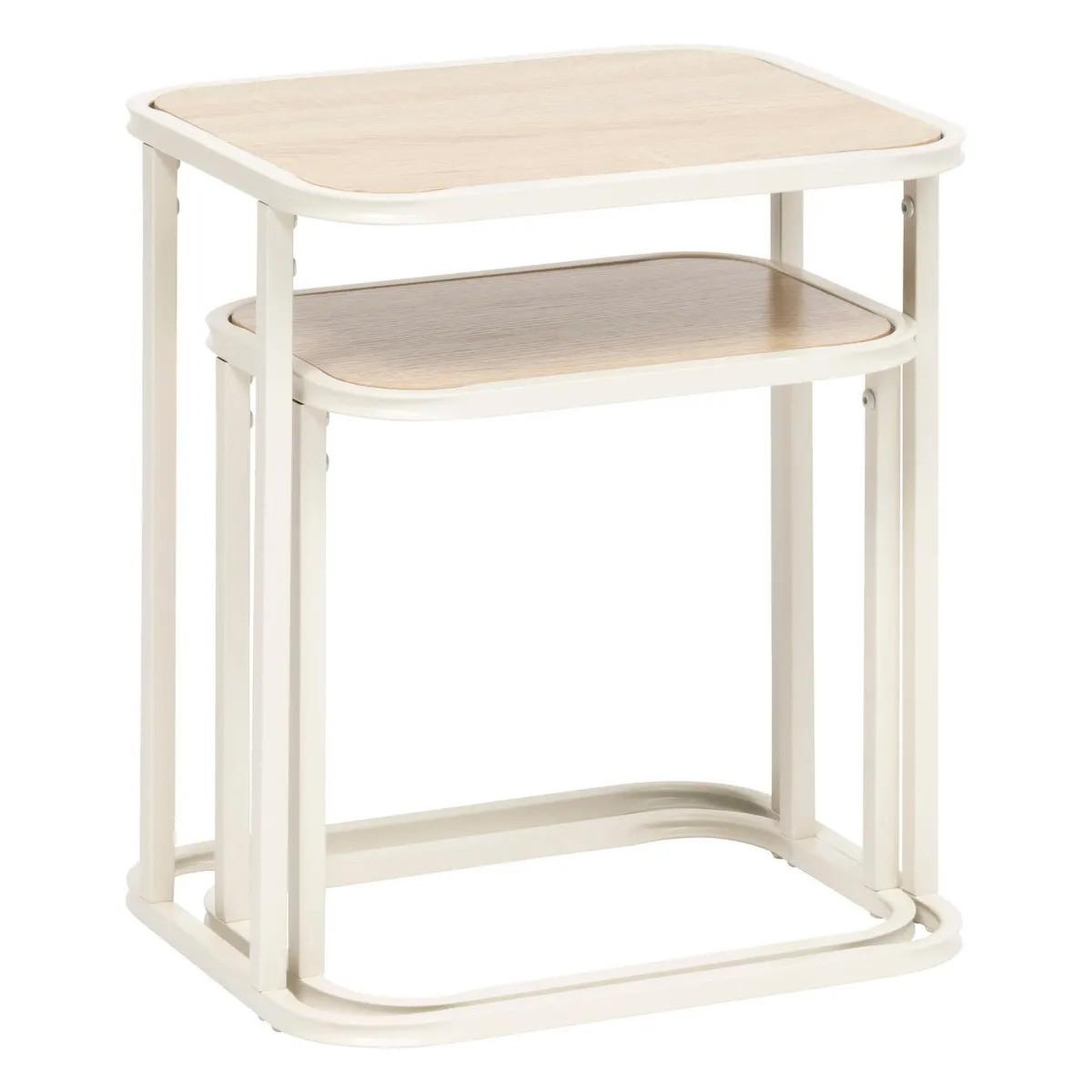 Voir la diapositive 2 : FIVE Lot de 2 tables d'appoint gigognes  curvy  46cm naturel
