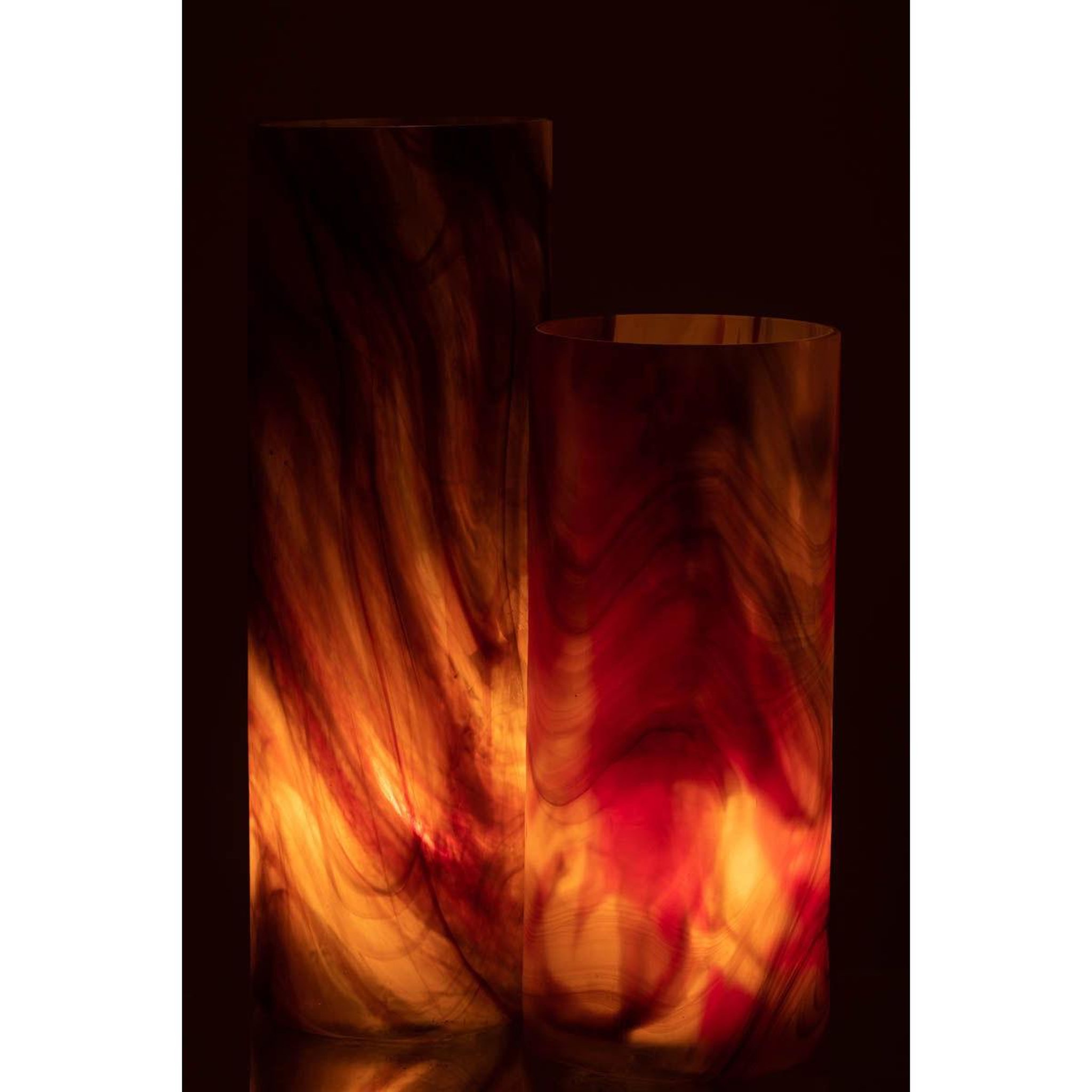 Voir la diapositive 6 : J-LINE Photophore Imprimé en Verre  Arti  35cm Marron