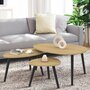 Voir la diapositive 2 : ID MARKET Lot de 3 tables basses gigognes GAIA bois et pieds noirs scandinave