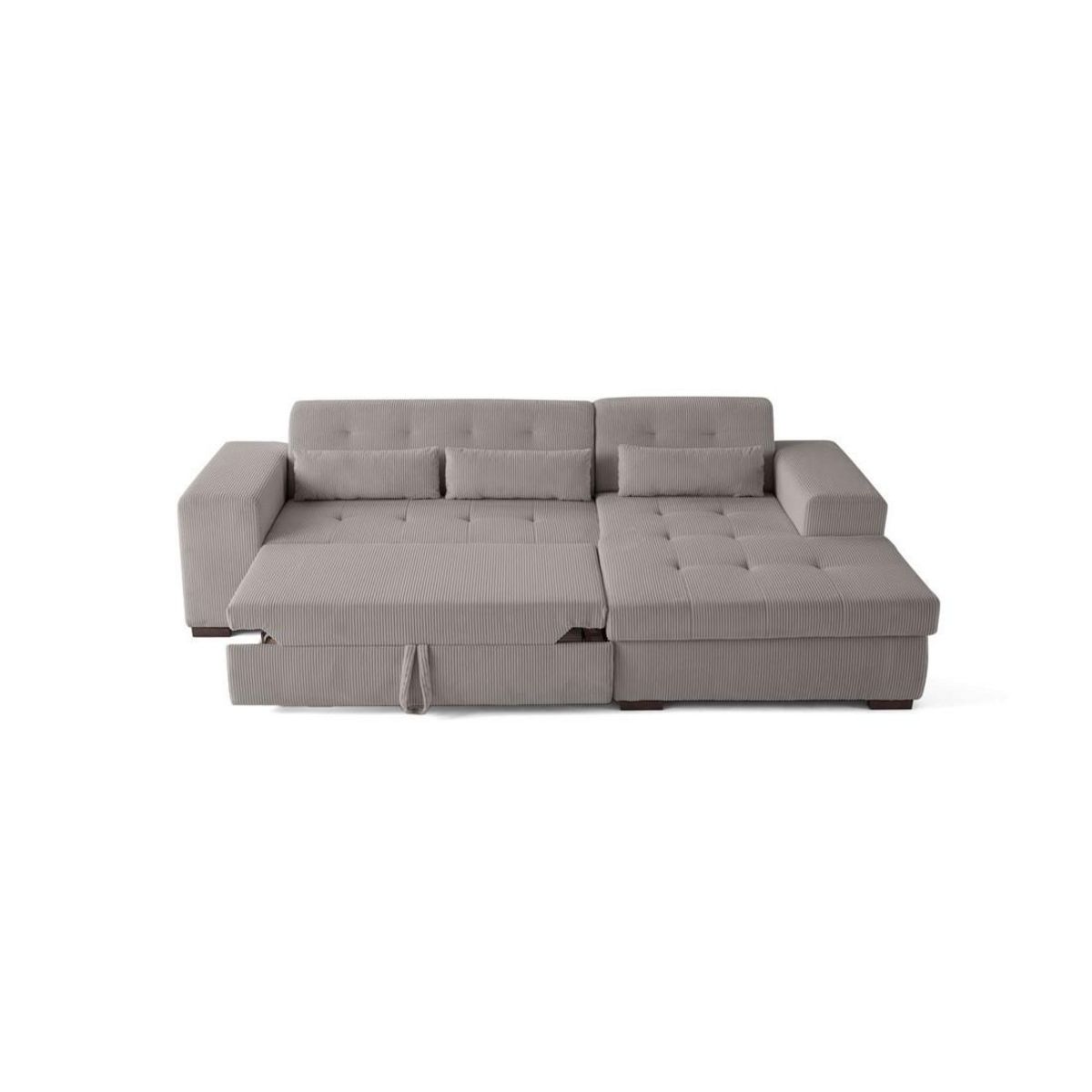 LISA DESIGN Vermont - canapé d'angle droit - 4 places - convertible avec coffre - en velours côtelé