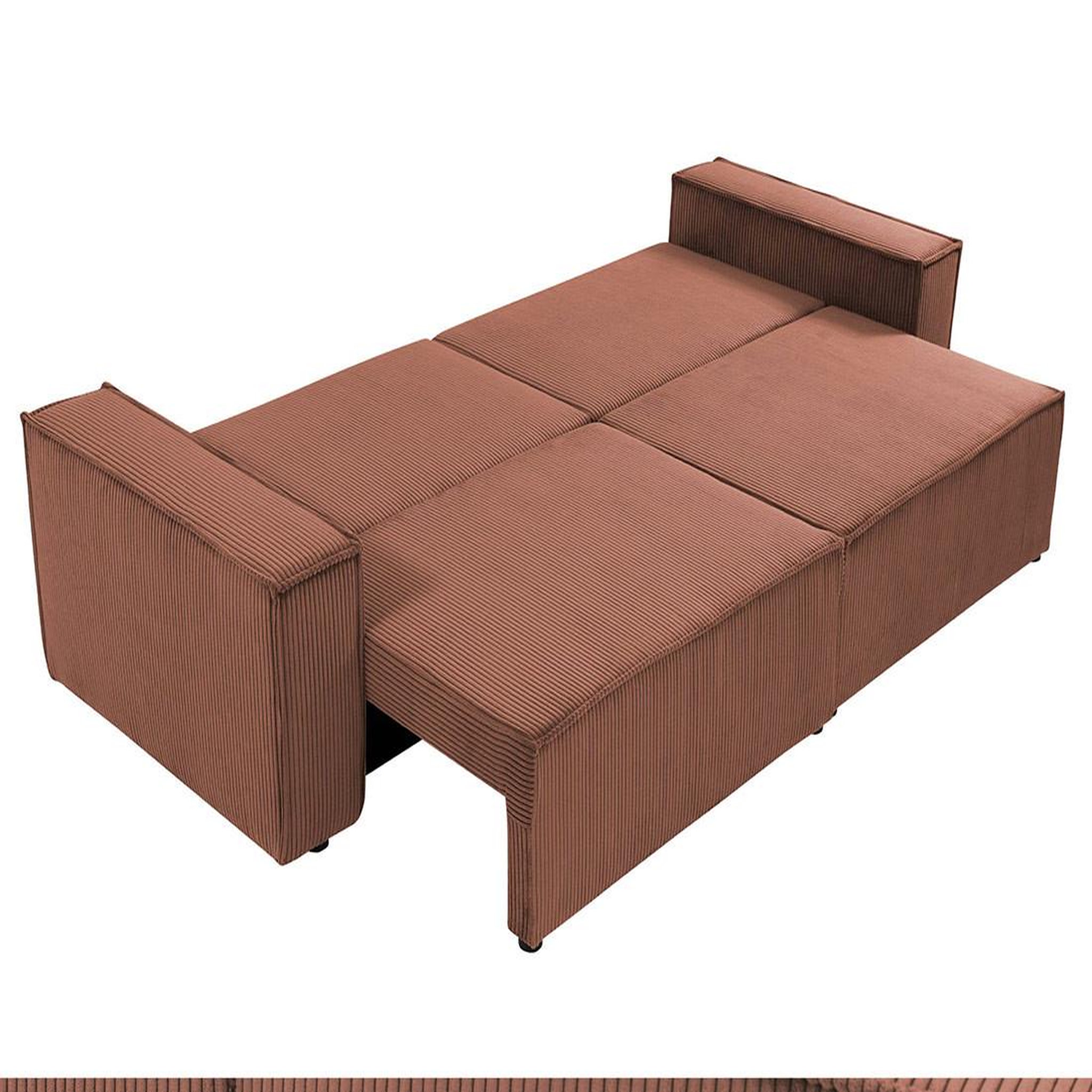 Voir la diapositive 4 : BEST MOBILIER Cezanne - canapé droit 3 places convertible avec coffre en velours côtelé