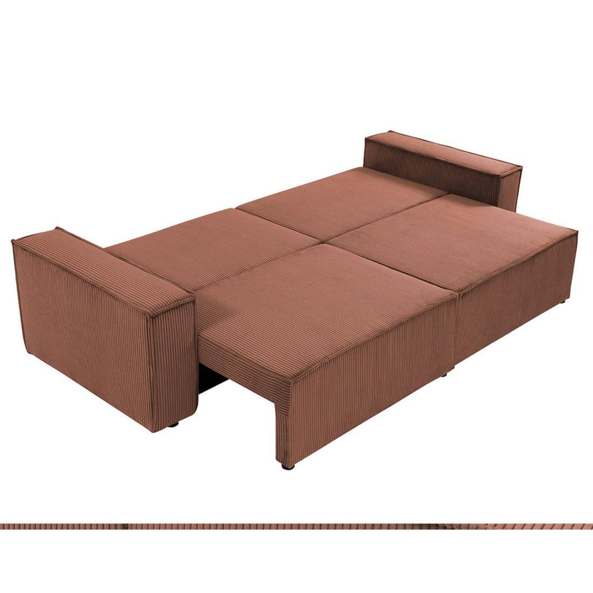 BEST MOBILIER Cezanne - canapé droit 3 places convertible avec coffre en velours côtelé