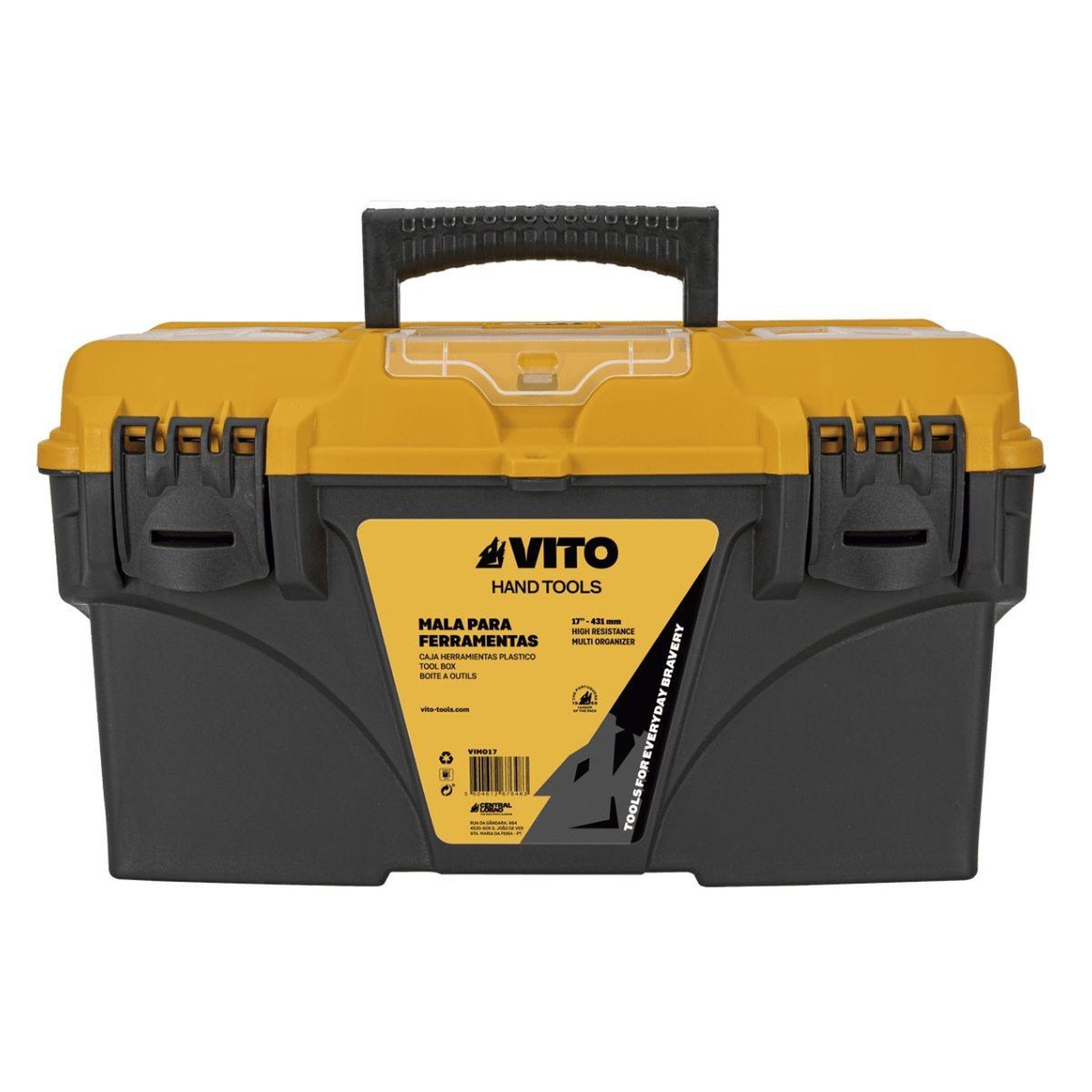 VITO Boite à outils vide 18  43.2 x 25 x 23.8 cm - caisse à outils 3 organiseurs et porte outils amovible vito