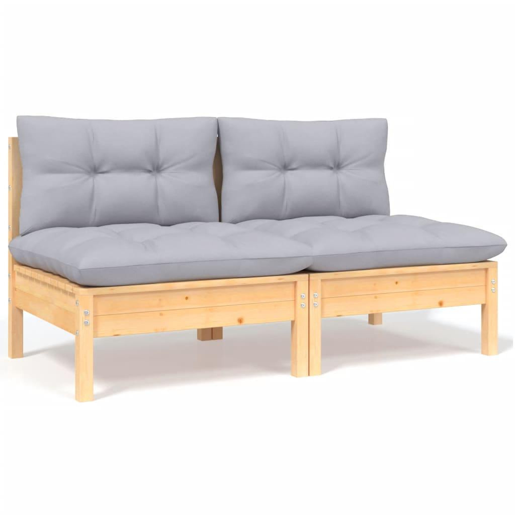 Voir la diapositive 4 : VIDAXL Salon de jardin 5 pcs avec coussins gris bois de pin massif