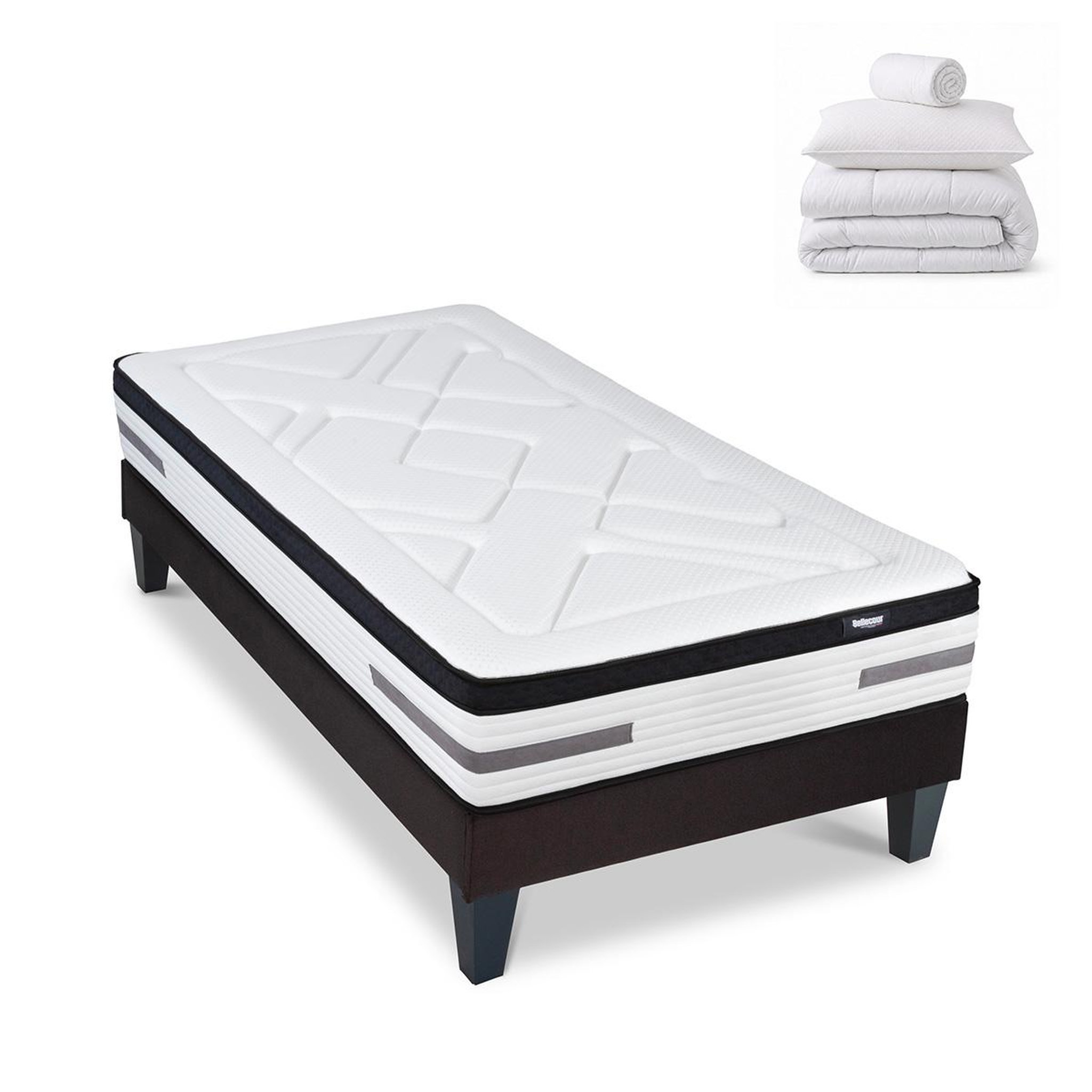Voir la diapositive 1 : BELLECOUR Bellecour literie | pack prêt à dormir bellevue | matelas ressorts ensachés + sommier + accessoires