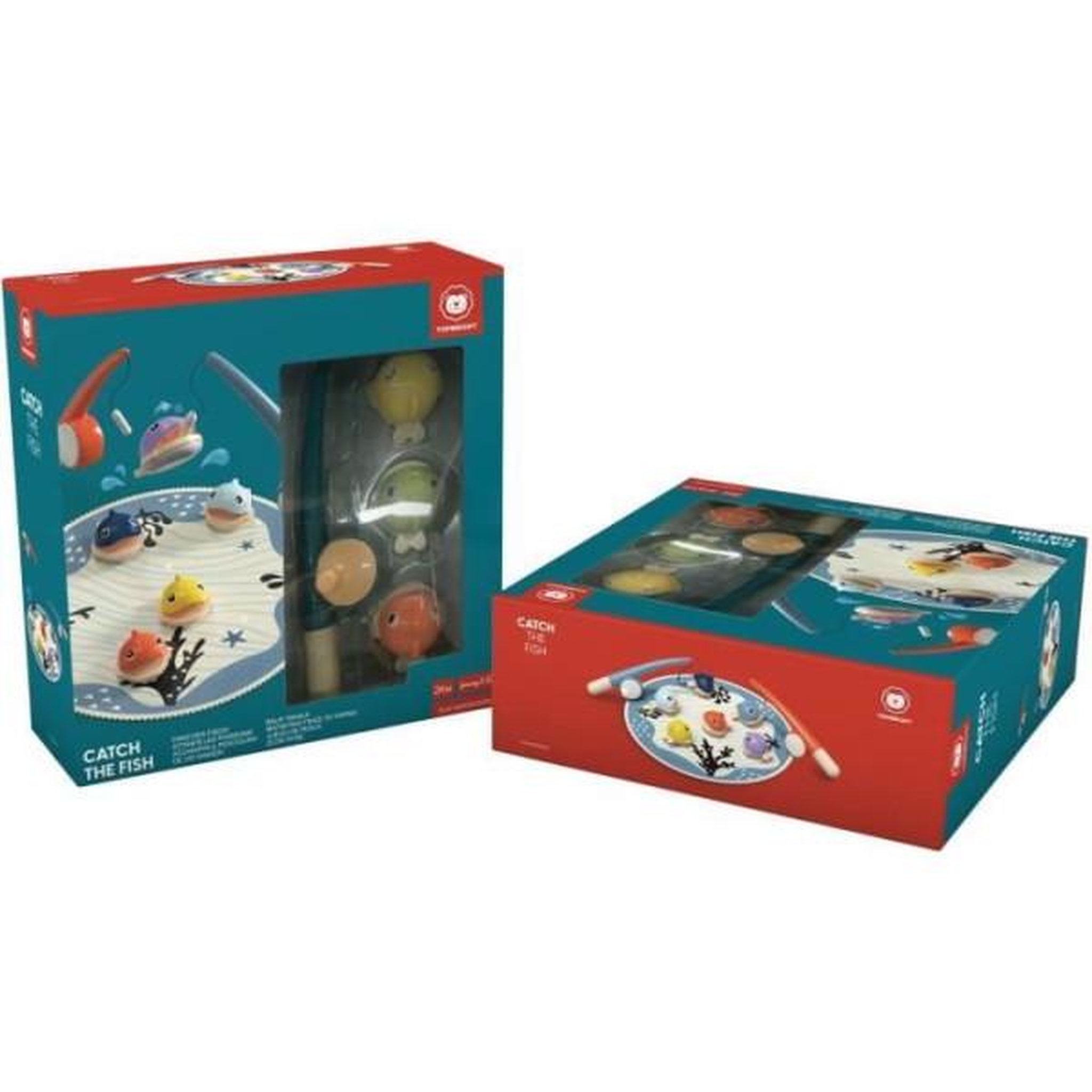 Voir la diapositive 2 : JACTAL Attrape les poissons, jeu éducatif, 6 poissons magnétiques, 2 cannes a peche, tapis en tissu, pour enfant des 2 ans, top brigh