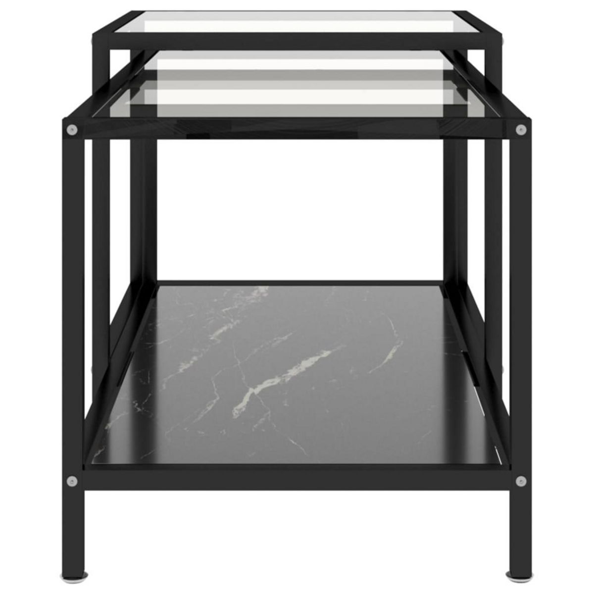 VIDAXL Tables a the 2 pcs Verre trempe Noir