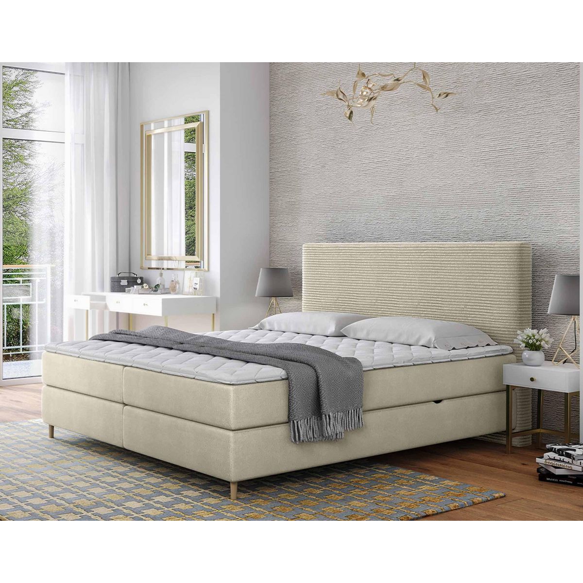 BEST MOBILIER Rafaela - lit boxspring - 160x200 - coffres et surmatelas inclus - en velours