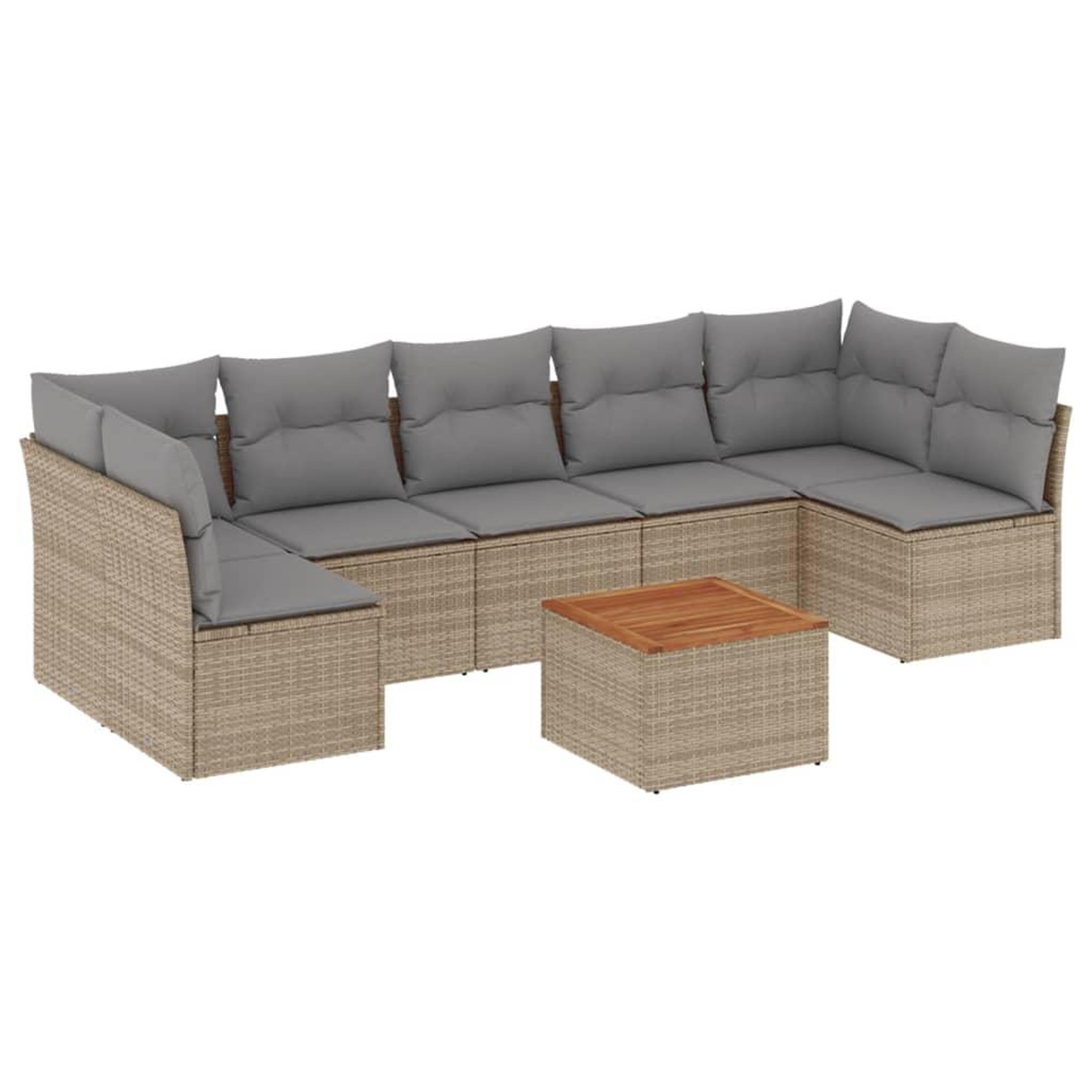 Voir la diapositive 2 : VIDAXL Salon de jardin avec coussins 8pcs melange beige resine tressee