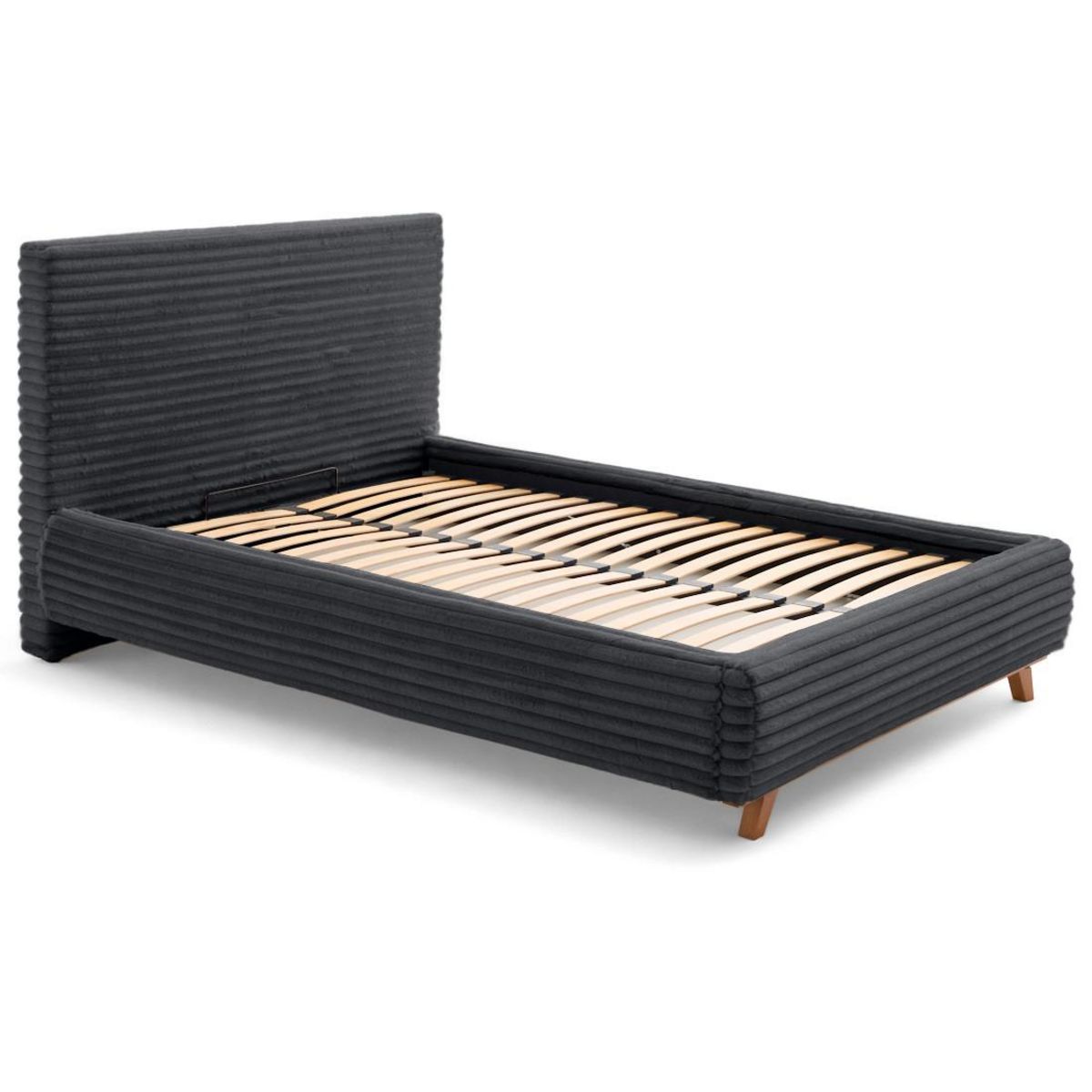 BEST MOBILIER Cristal - lit coffre avec bout de lit - 140x200 - sommier inclus - fausse fourrure côtelée