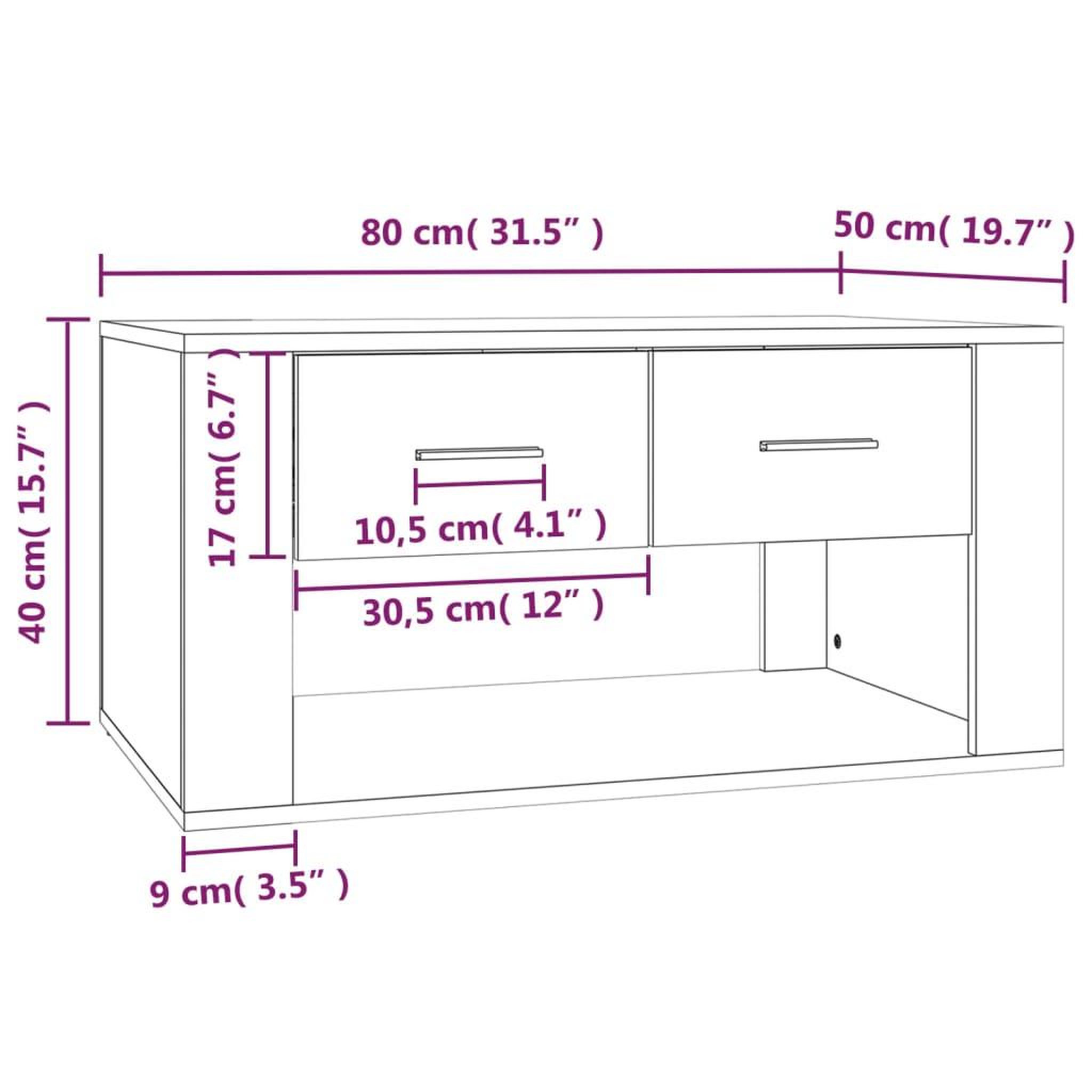 Voir la diapositive 6 : VIDAXL Table basse Blanc 80x50x40 cm Bois d'ingenierie