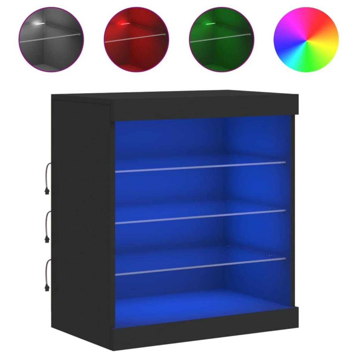 VIDAXL Buffet avec lumieres LED noir 60,5x37x67 cm