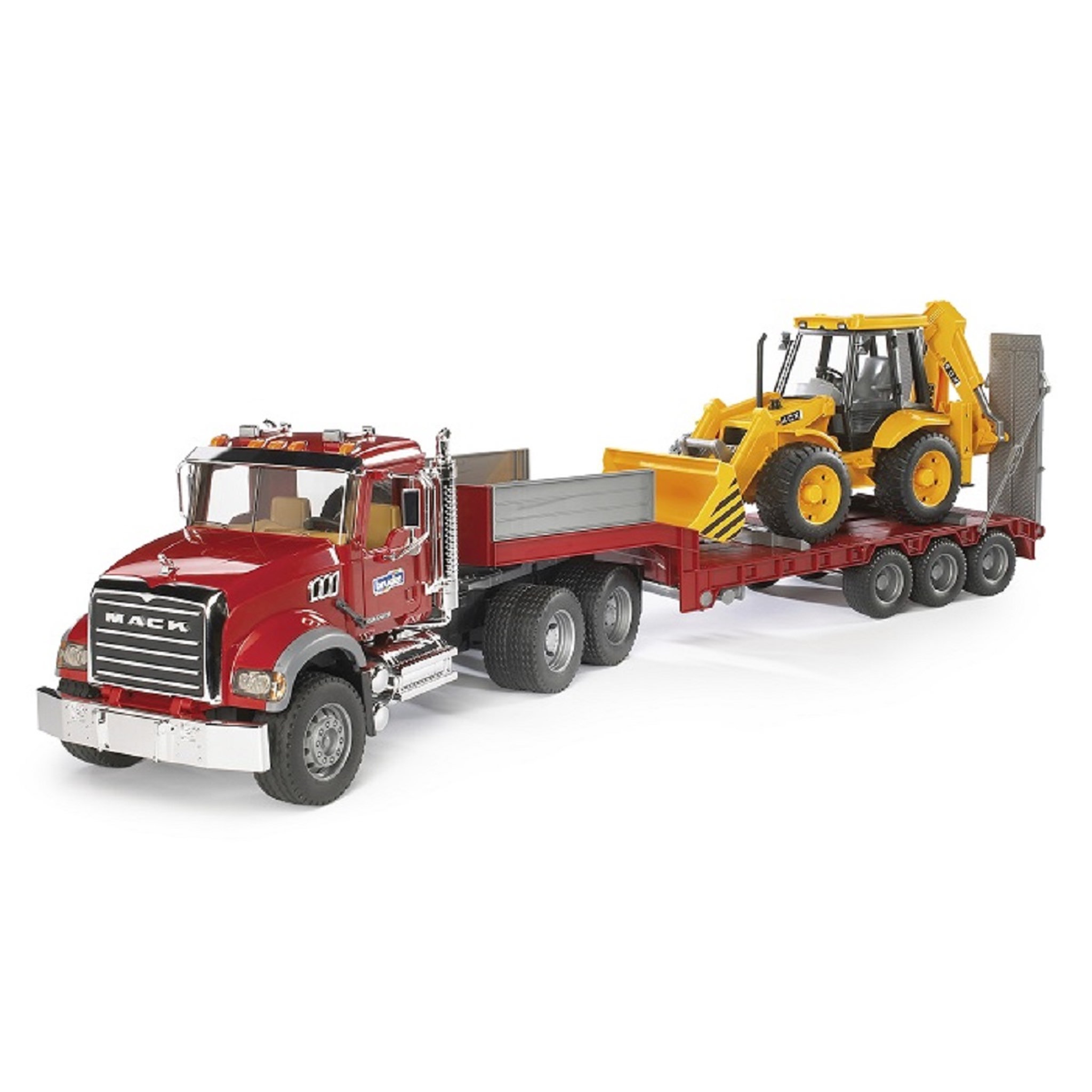 BRUDER Camion de Transport Mack + Tractopelle 