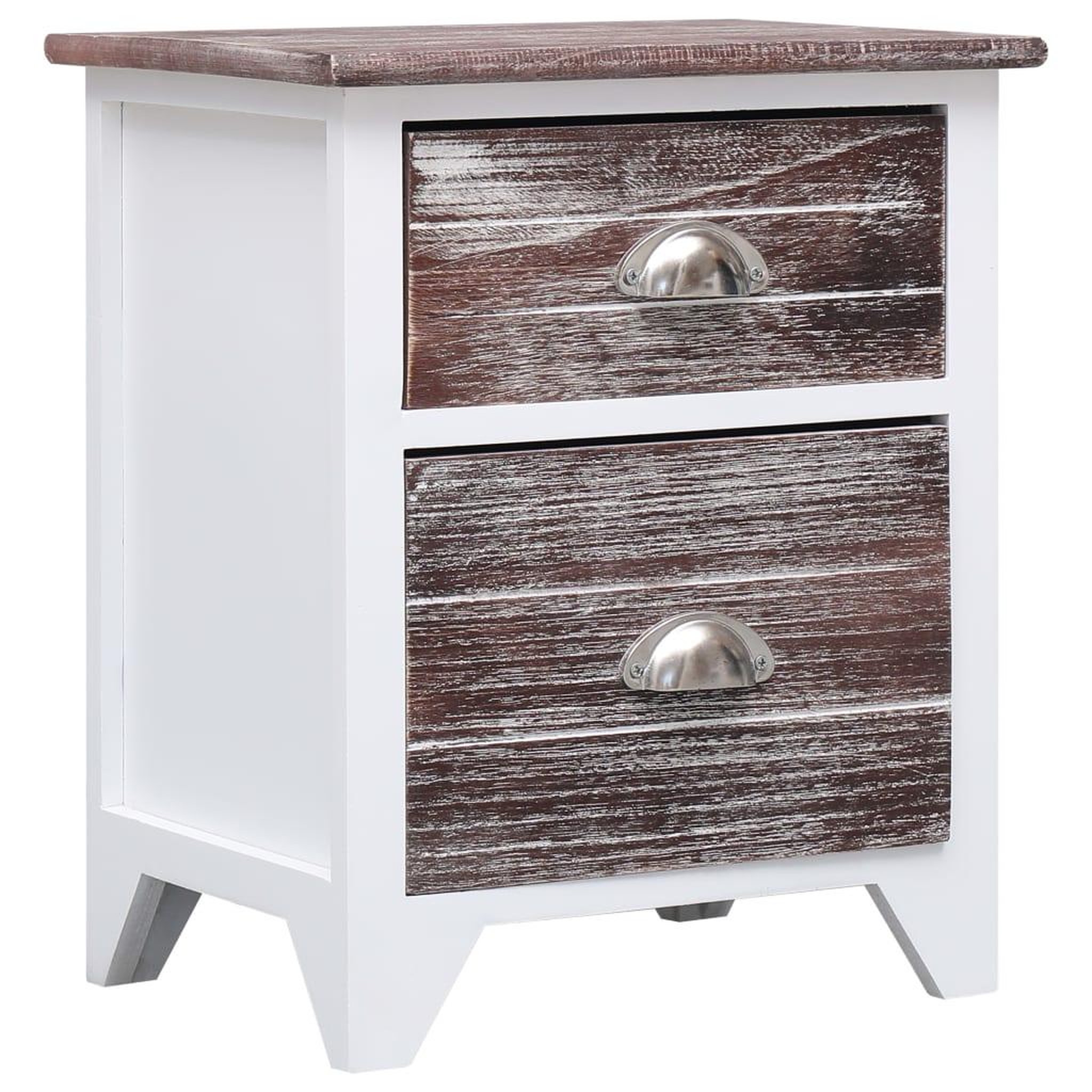 Voir la diapositive 1 : VIDAXL Table de chevet Marron et blanc 38x28x45 cm Bois de Paulownia
