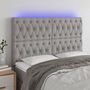 Voir la diapositive 1 : VIDAXL Tete de lit a LED Gris clair 160x7x118/128 cm Tissu
