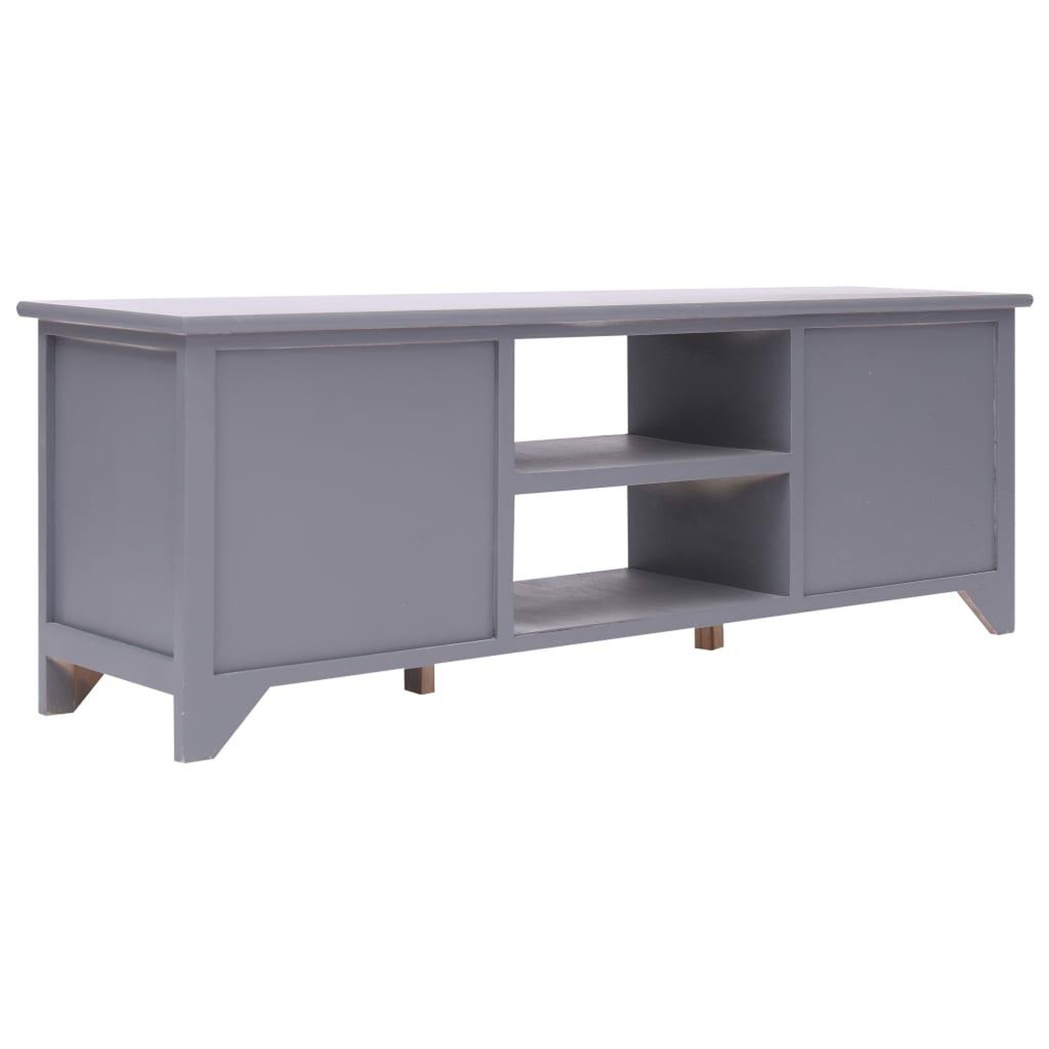 Voir la diapositive 4 : VIDAXL Meuble TV Gris 115x30x40 cm Bois de Paulownia