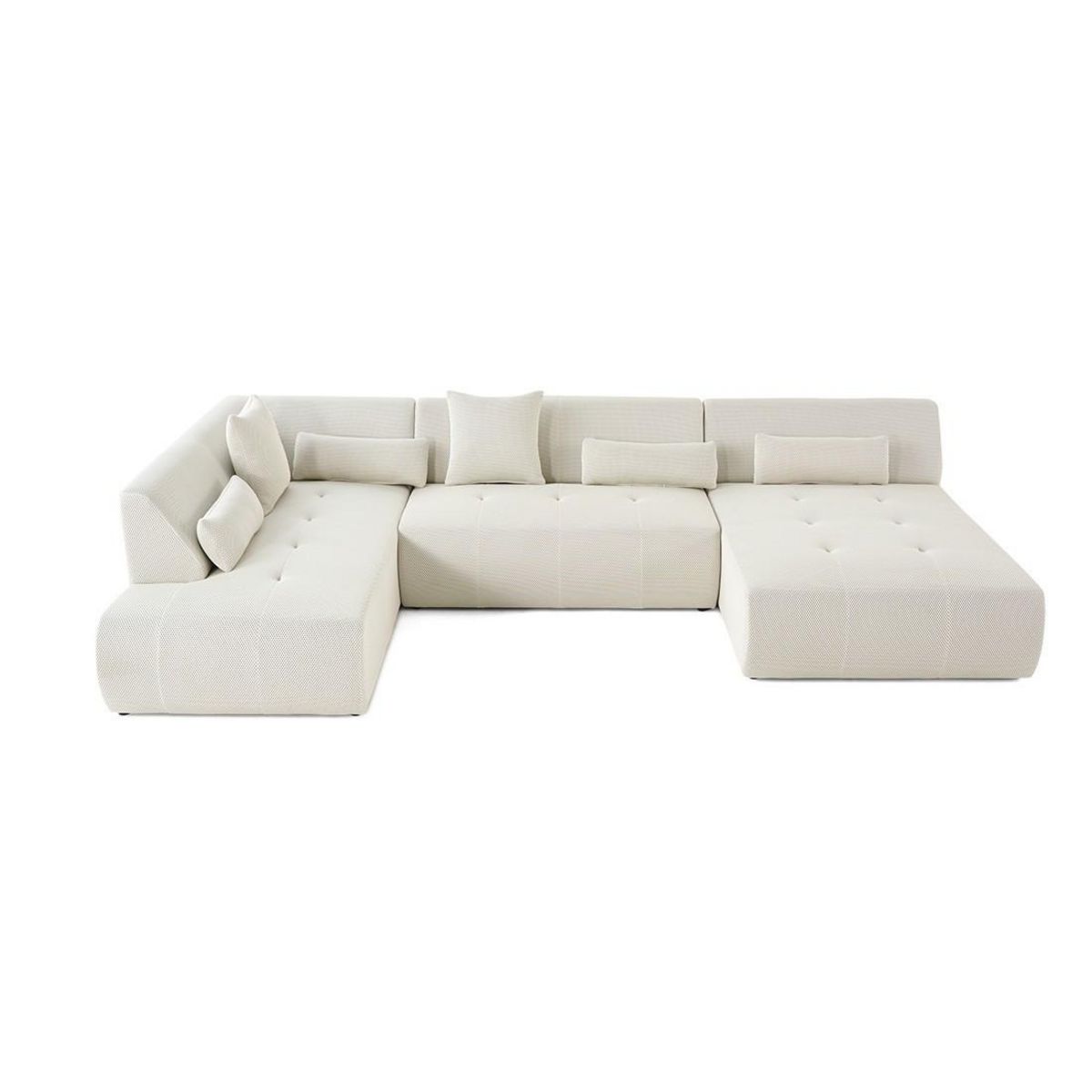 LISA DESIGN Onyx - canapé panoramique d'angle gauche - 7 places - en tissu mailles 3d