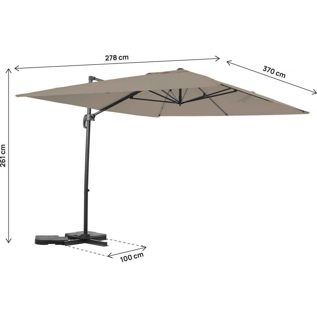 Habitat et Jardin Parasol jardin déporté en aluminium  Sky 4  - 3 x 4 m - Taupe