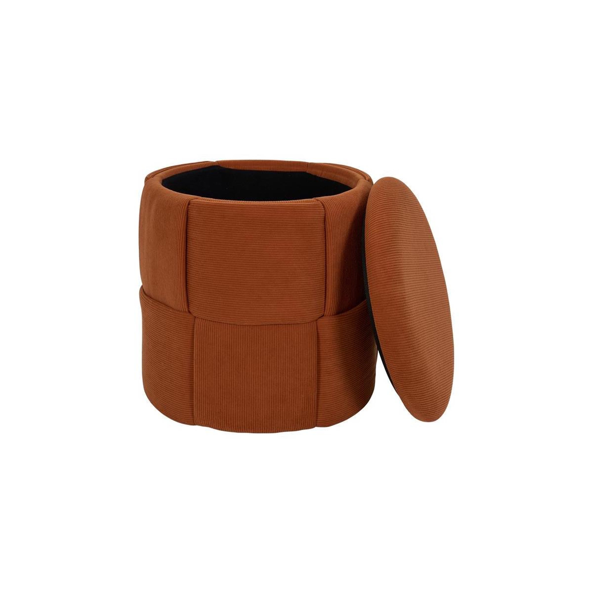Voir la diapositive 2 : The Home Deco Factory Pouf Coffre Tressé Côtelé  Jules  38cm Terracotta