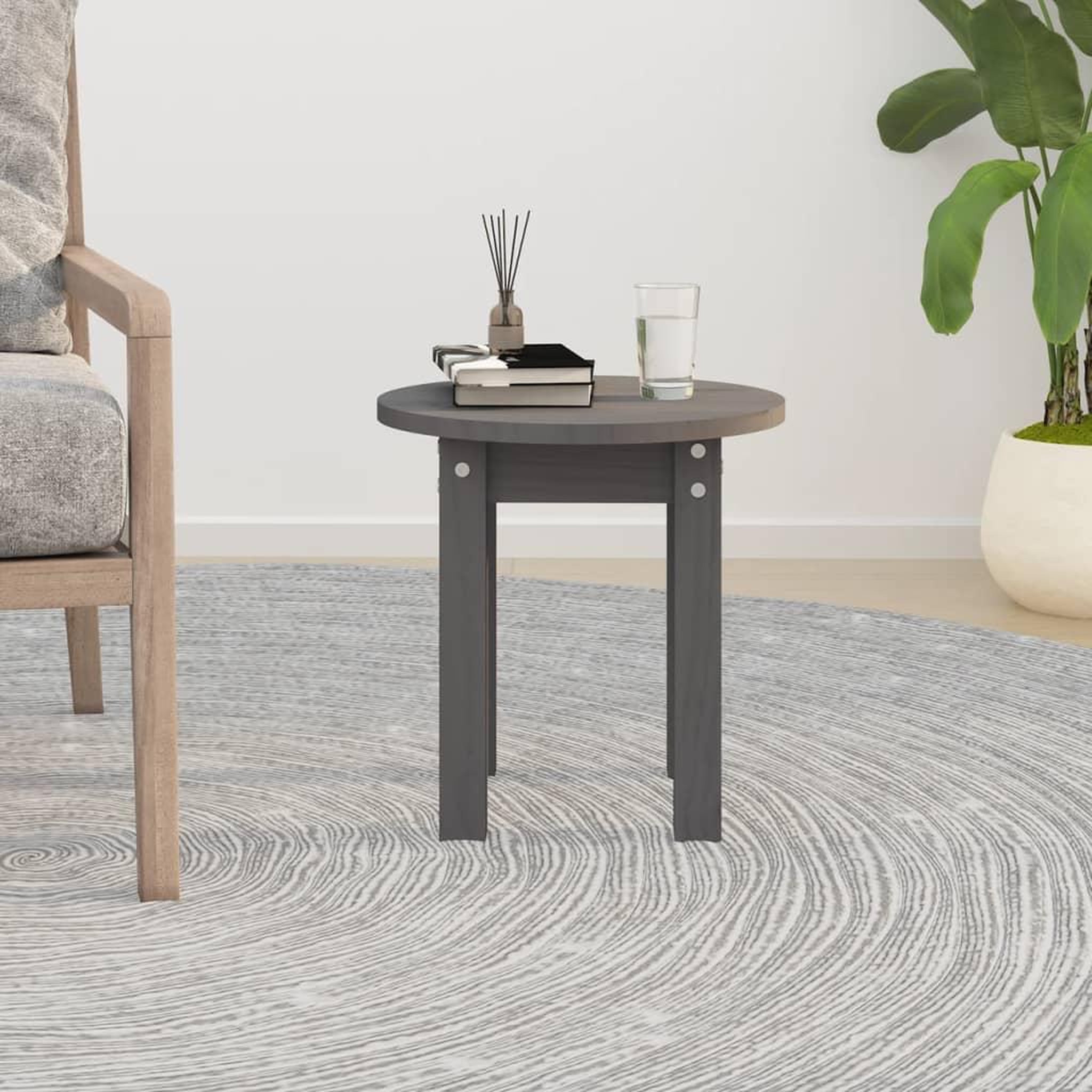 Voir la diapositive 3 : VIDAXL Table basse Gris Ø 35x35 cm Bois massif de pin