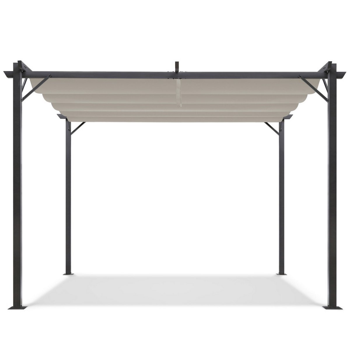 ID MARKET Pergola toit rétractable 4 pieds 3x4 M tonnelle taupe