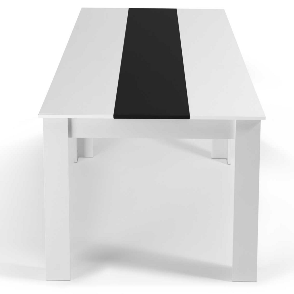 ID MARKET Table à manger rectangle GEORGIA 8 personnes blanche et noire 160 x 90 cm