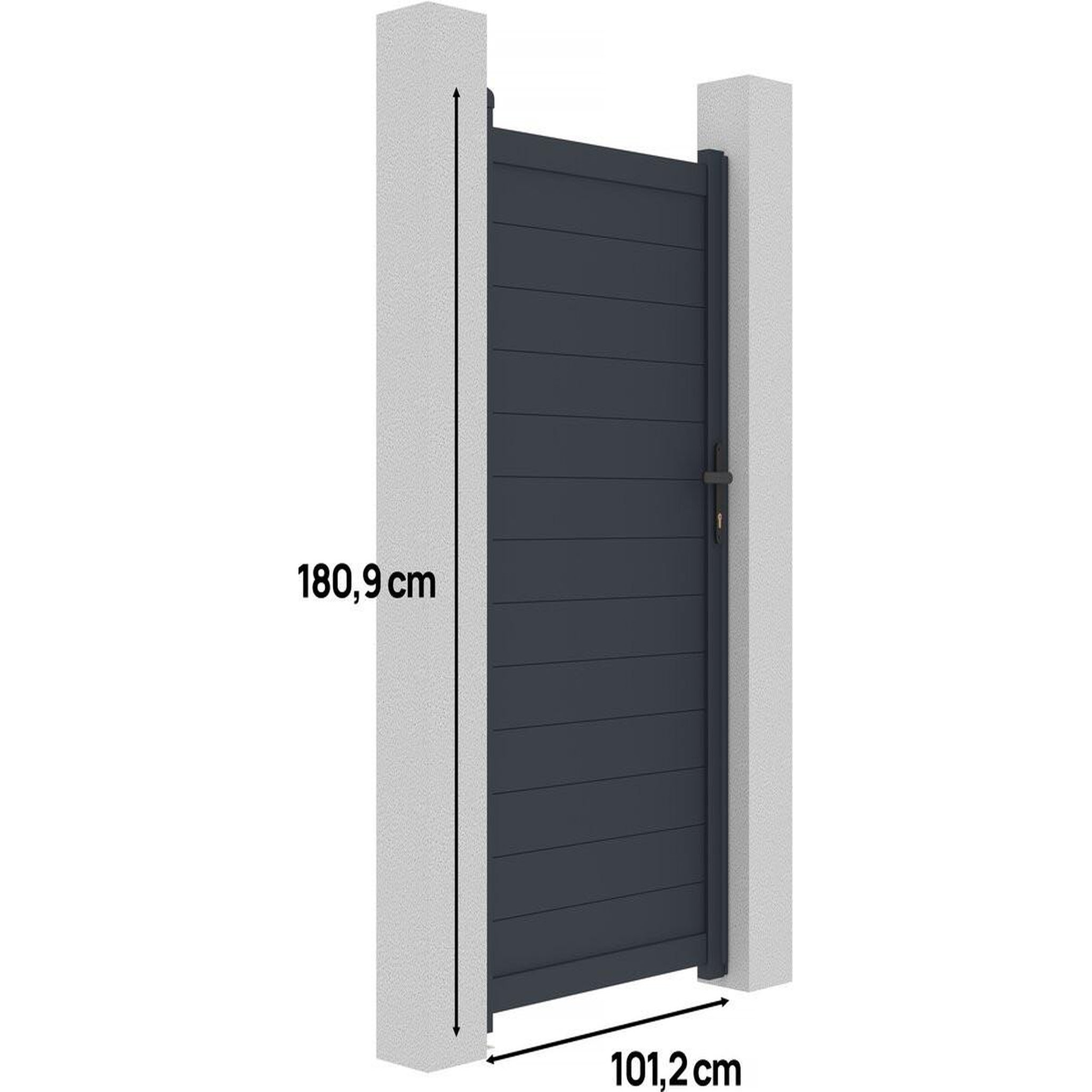 Voir la diapositive 3 : Habitat et Jardin Portillon aluminium  marc  - 101.2 x 180.9 cm - gris