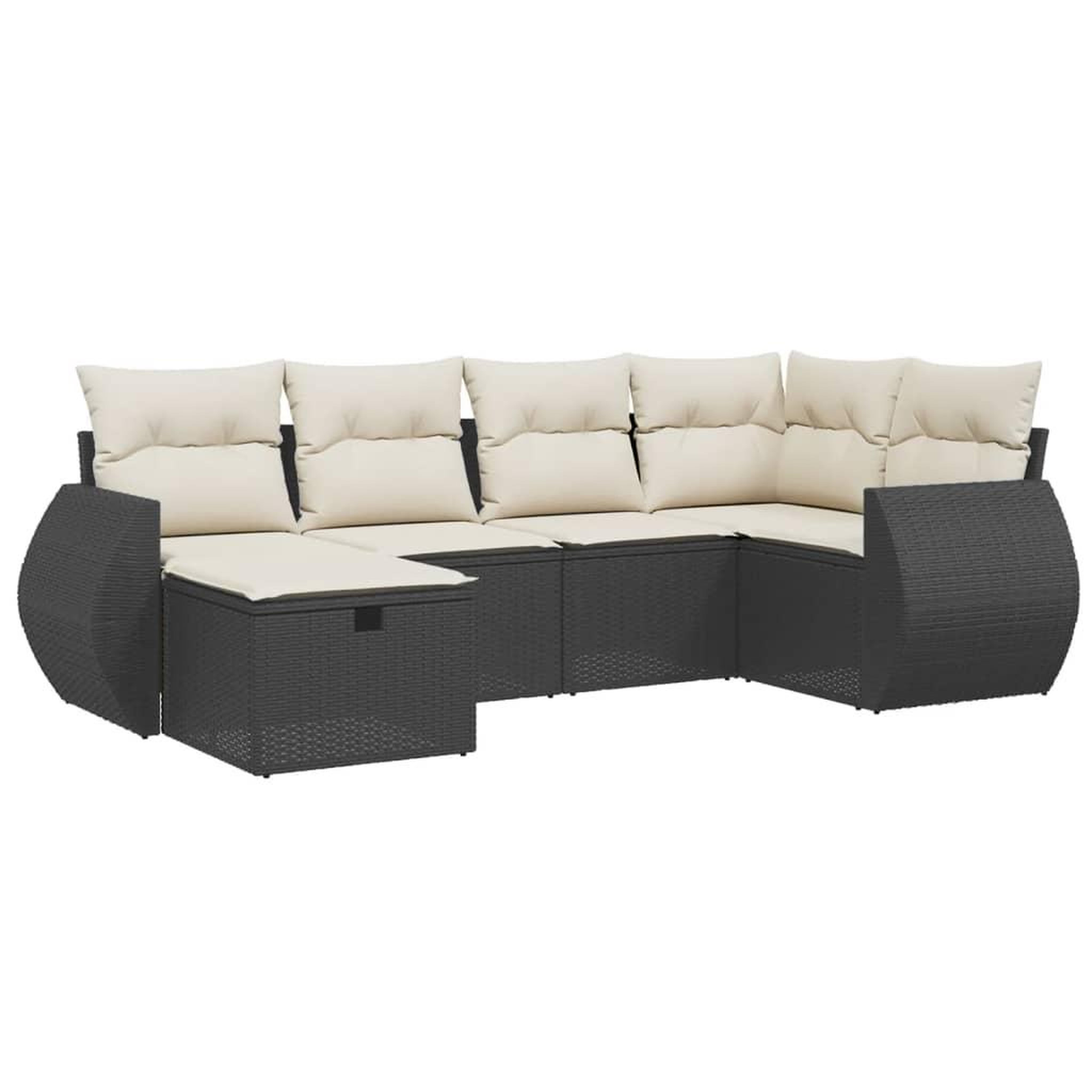 Voir la diapositive 2 : VIDAXL Salon de jardin 6 pcs avec coussins noir resine tressee