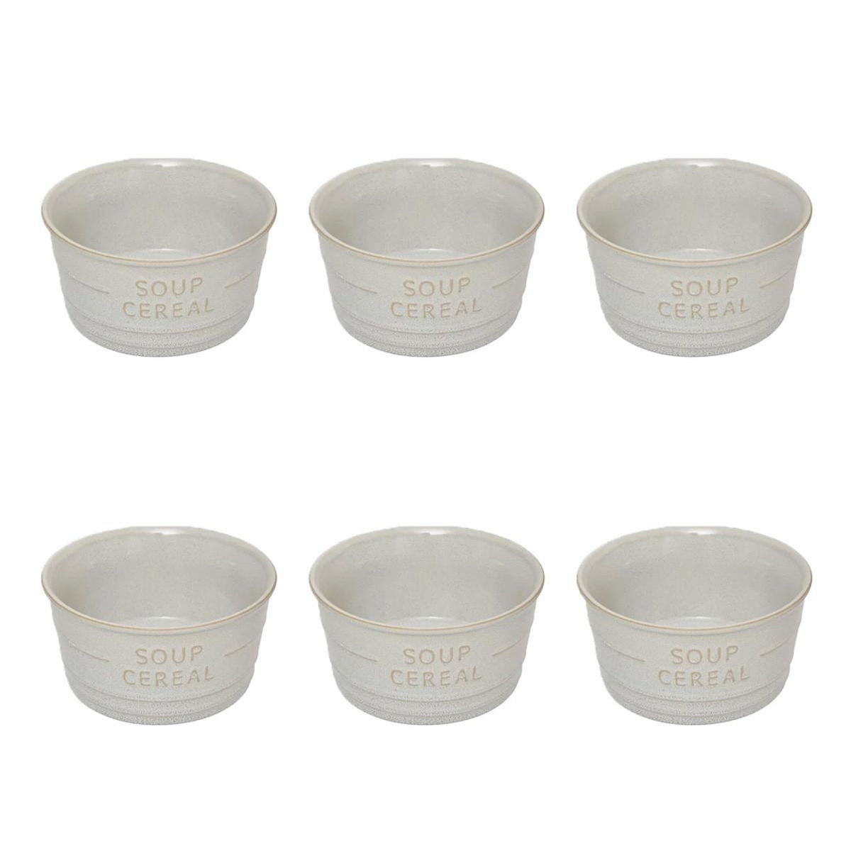 SECRET DE GOURMET Lot de 6 Bols en Faïence  Joel  50cl Blanc