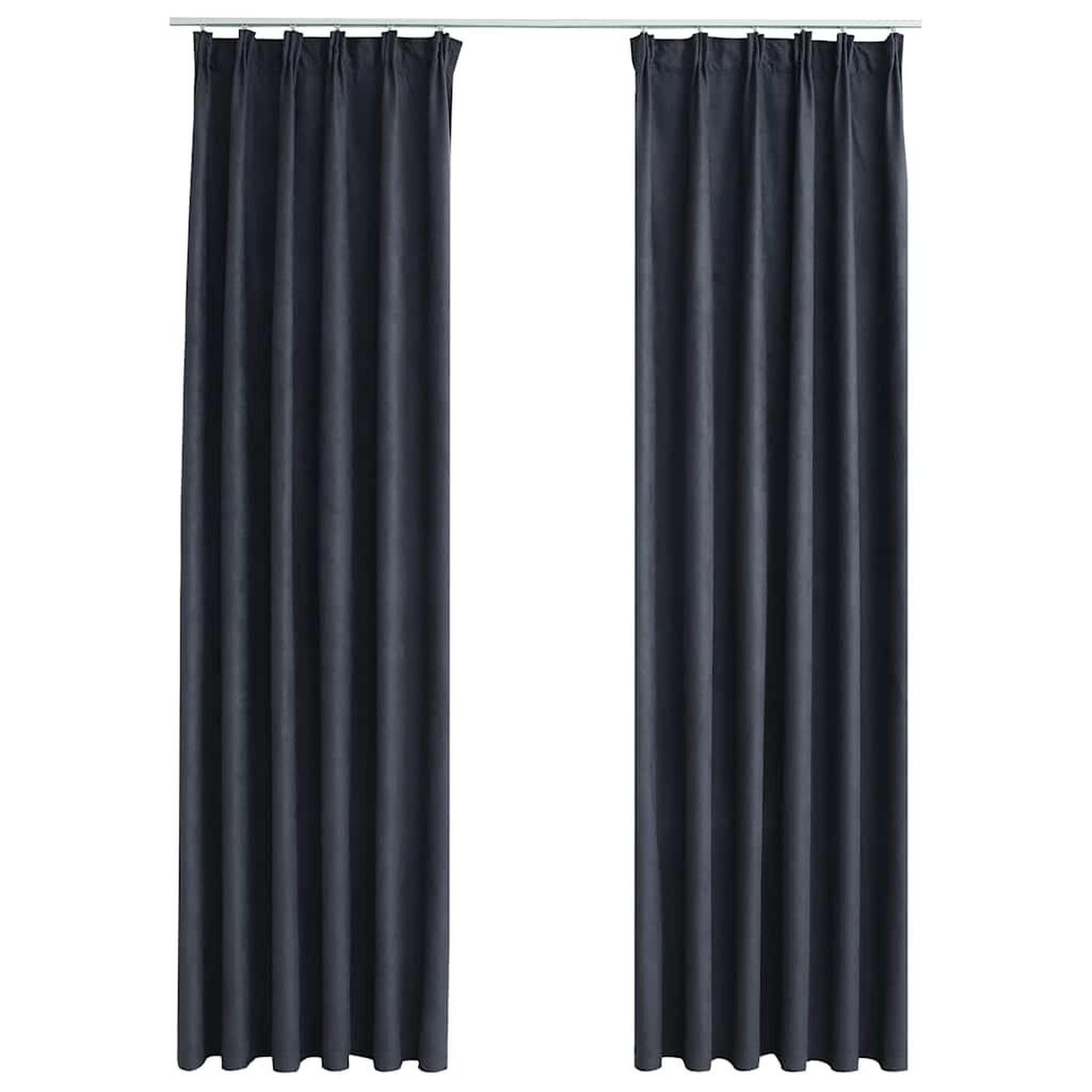Voir la diapositive 2 : VIDAXL Rideaux occultants avec crochets 2 pcs Anthracite 140x175 cm