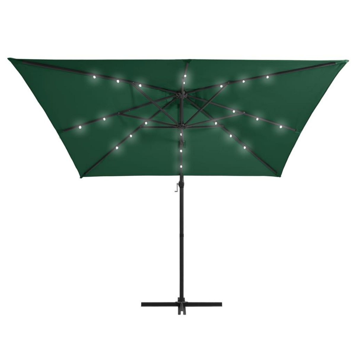 VIDAXL Parasol de jardin en porte-a-faux lumieres LED et mat en acier