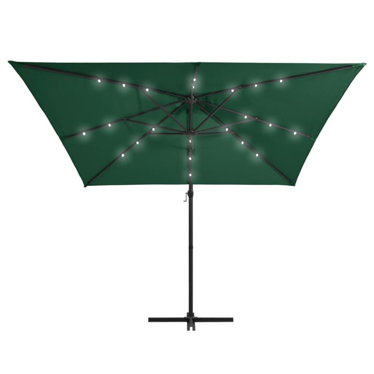 VIDAXL Parasol de jardin en porte-a-faux lumieres LED et mat en acier