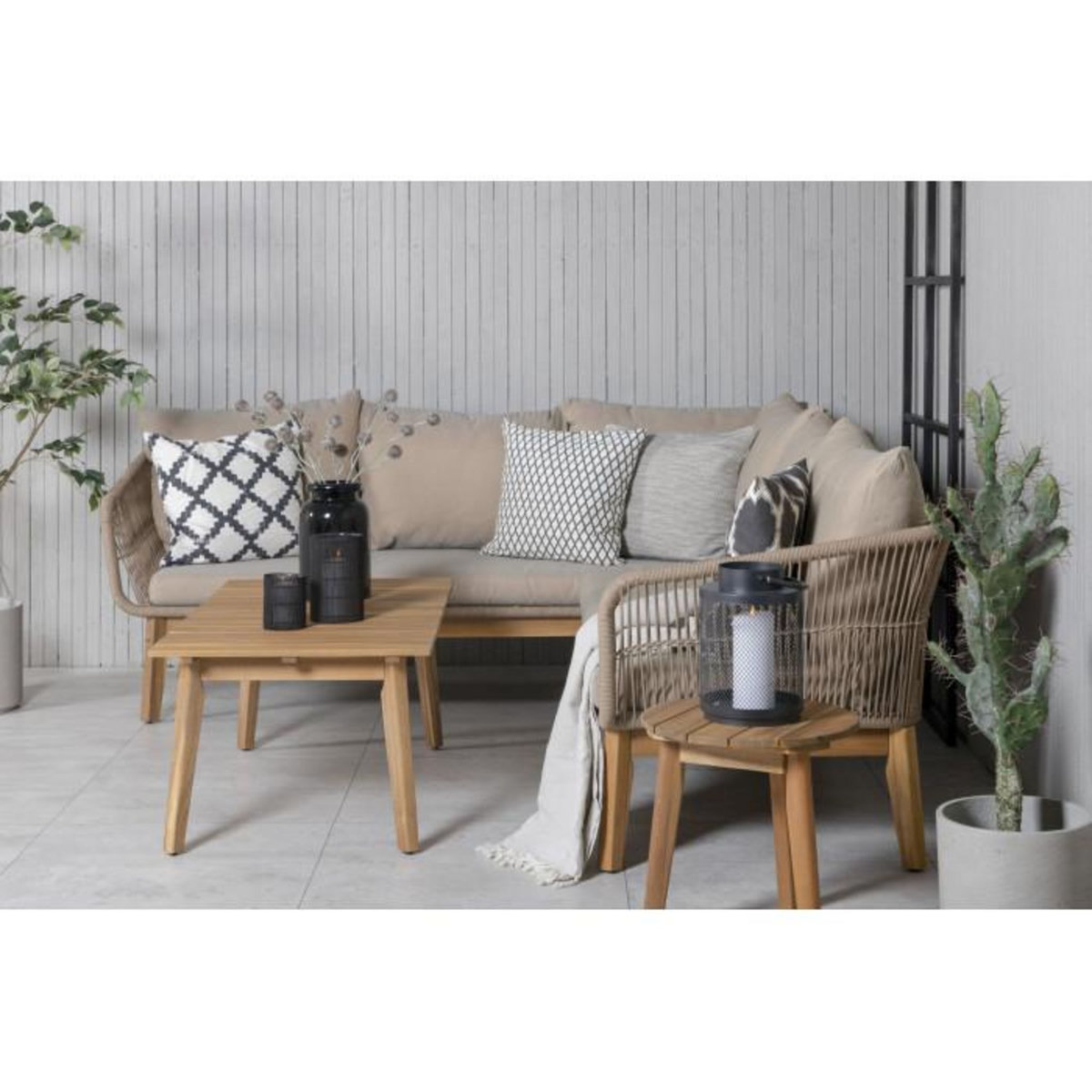 Paris Prix Salon d'Angle de Jardin en Bois  Chania  210cm Beige