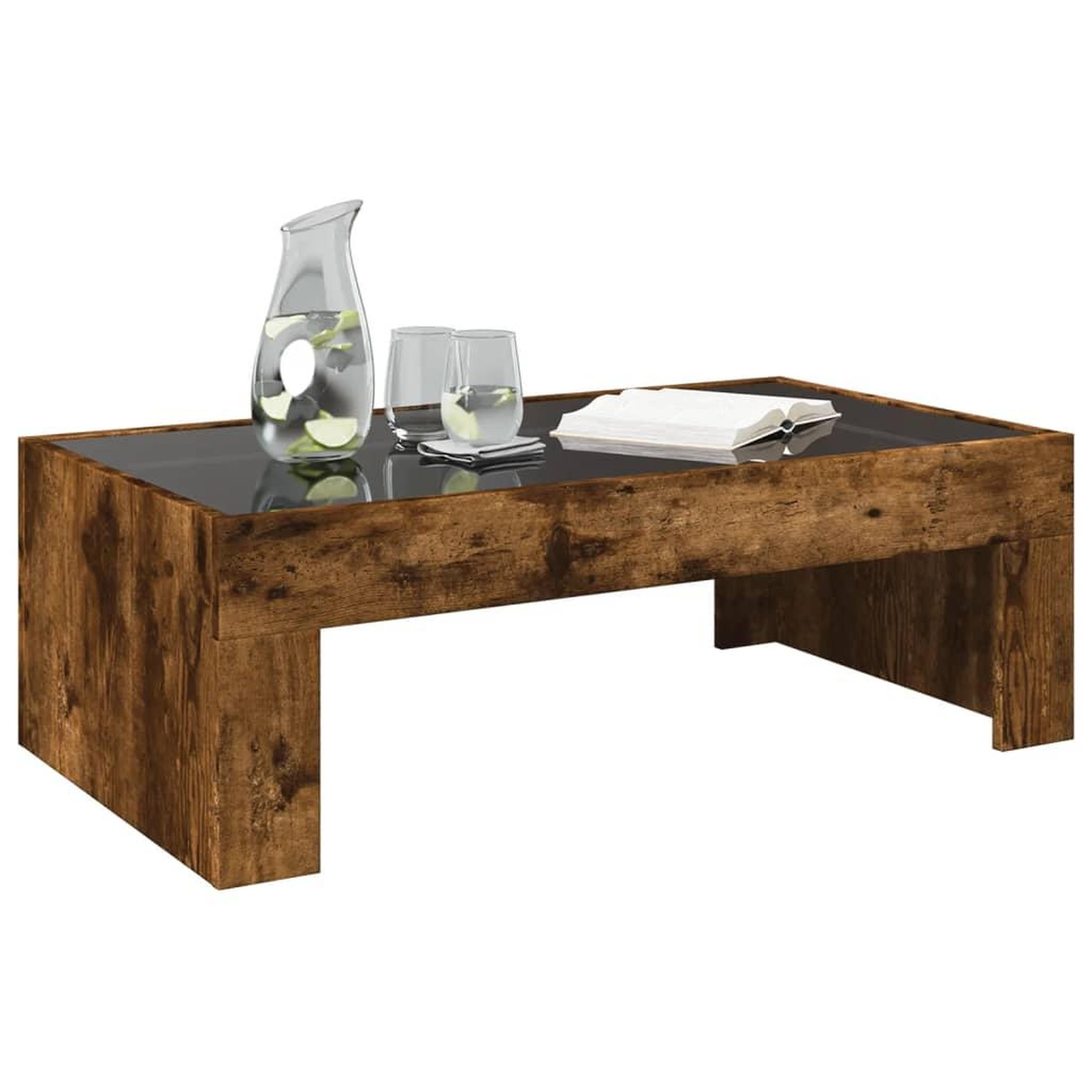 Voir la diapositive 5 : VIDAXL Table basse avec LED infini chene fume 90x50x30 cm