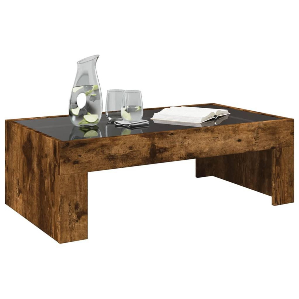 VIDAXL Table basse avec LED infini chene fume 90x50x30 cm
