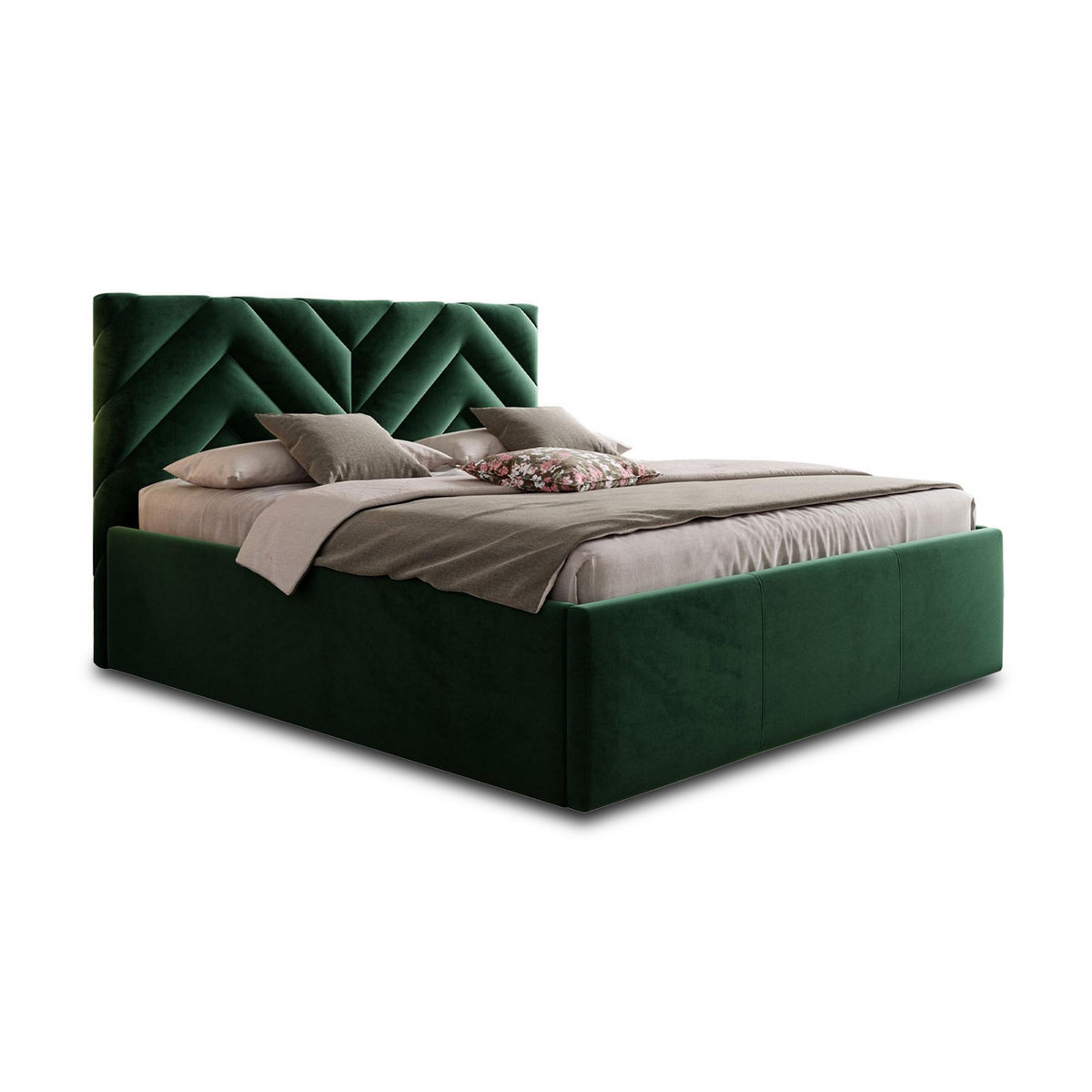 BEST MOBILIER Santiago - lit coffre - 140x200 - sommier inclus - en velours