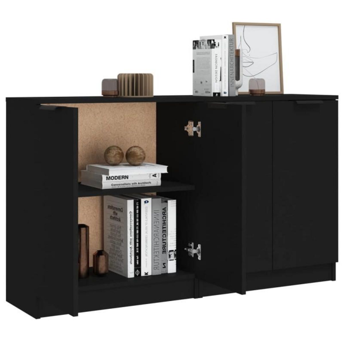 VIDAXL Buffets 2 pcs Noir 60x30x70 cm Bois d ingénierie