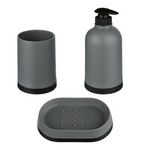 B BASIC & CO Set de 3 Accessoires de Salle de Bain  Strip  12cm Gris