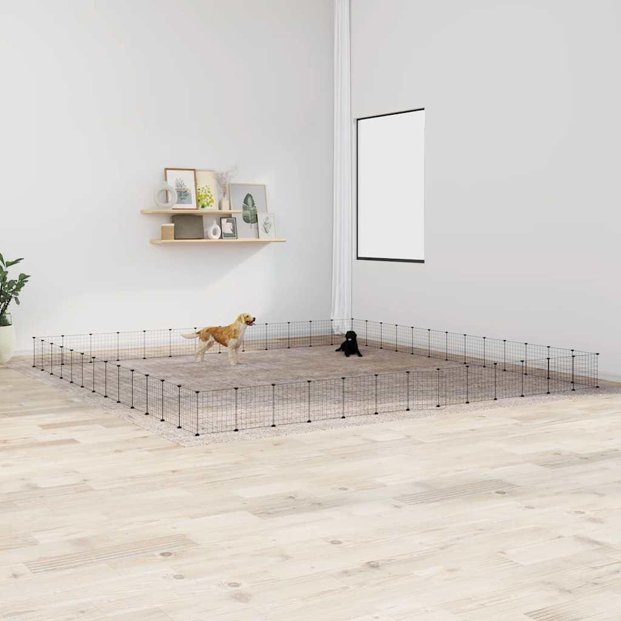 VIDAXL Cage animaux de compagnie a 52 panneaux et porte Noir 35x35 cm